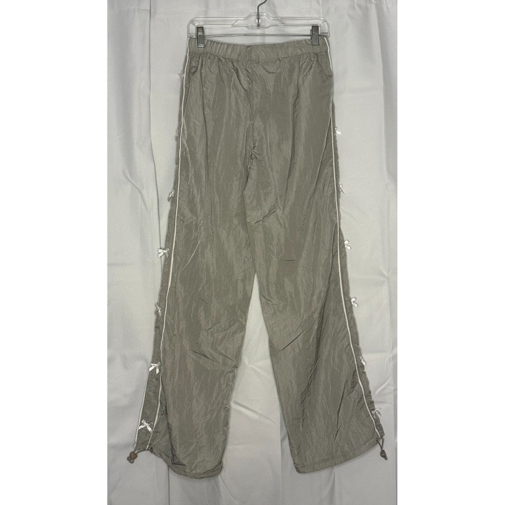 Y2K Coquette Bow Parachute Cargo Pants Fairy Grunge Wide Leg Balletcore M - Picture 3 of 8